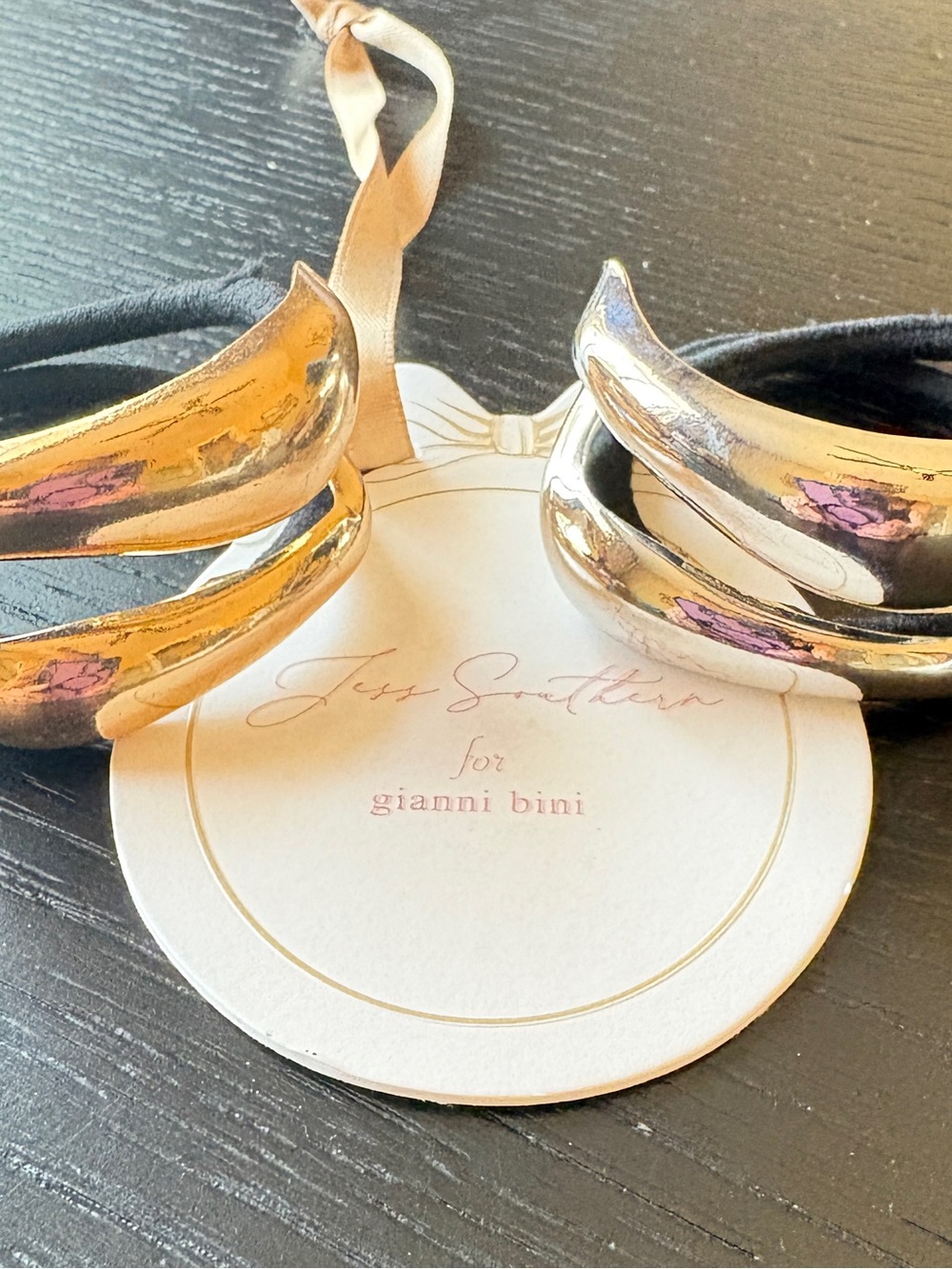 Two-Tone Sculpted Metal adorned hair ties